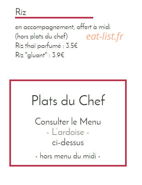 Le Chef Thaï — carte page 10