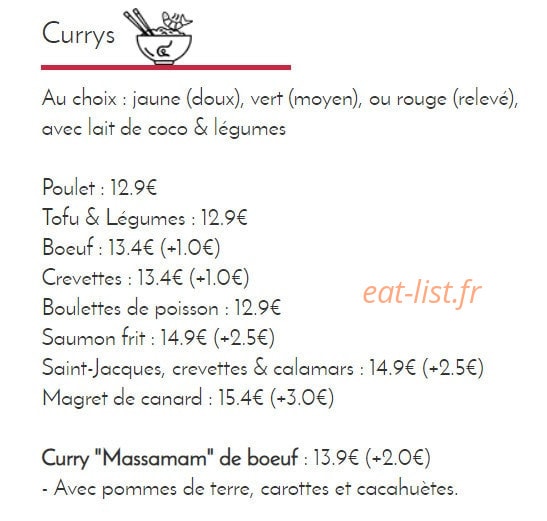 Le Chef Thaï — carte page 9