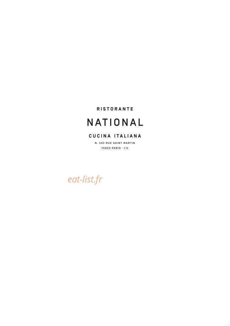 Le ristorante National — carte page 1