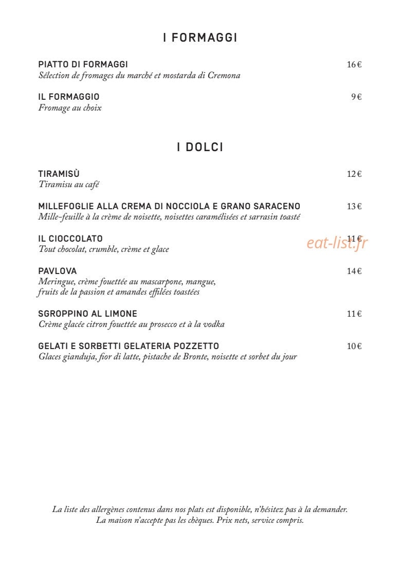 Le ristorante National — carte page 4