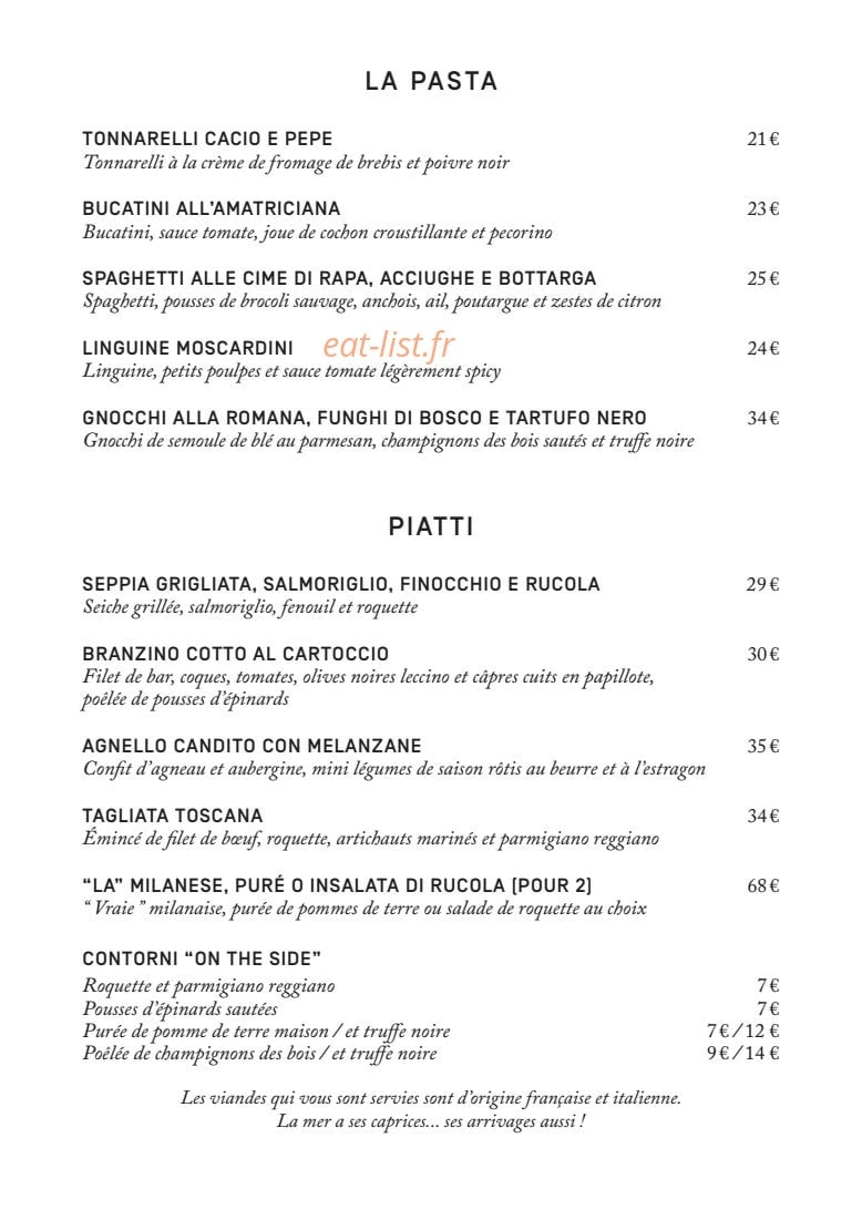 Le ristorante National — carte page 3