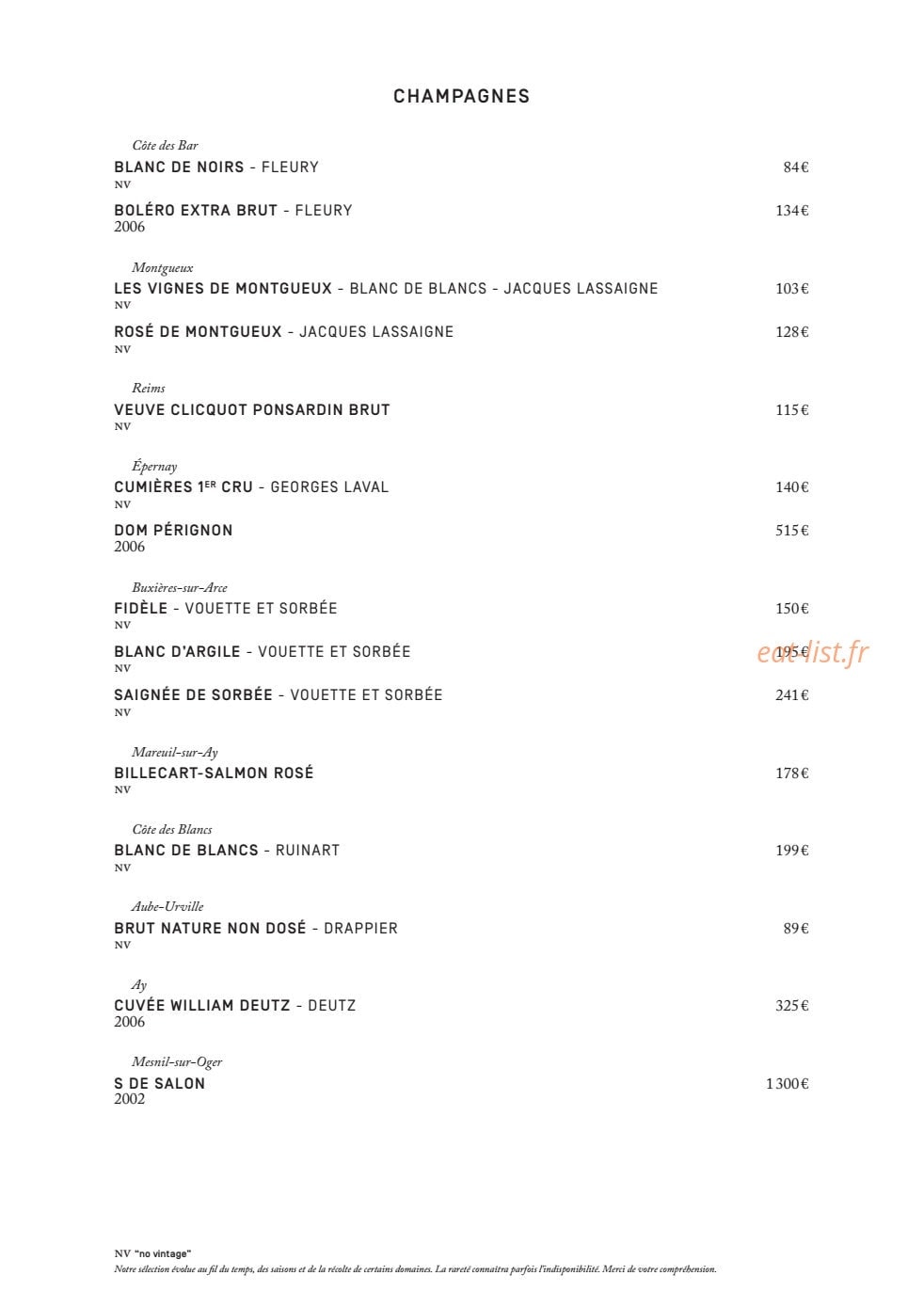 Le ristorante National — carte page 9