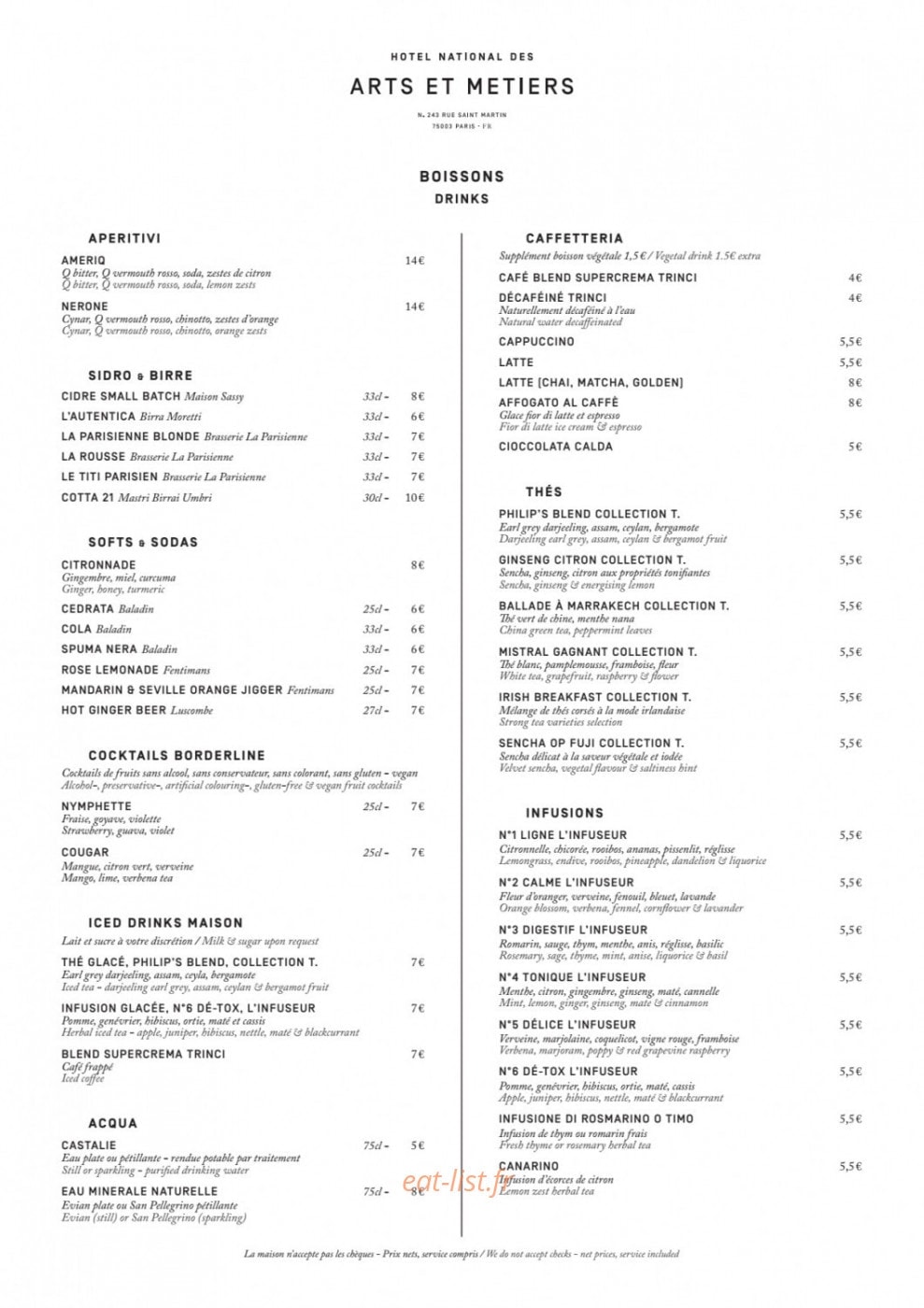 Le ristorante National — carte page 7