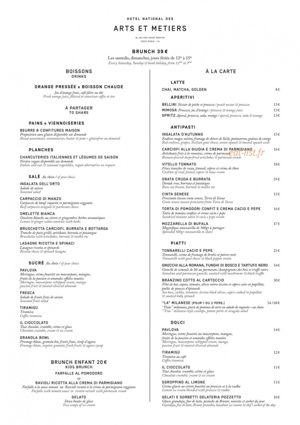 Le ristorante National — carte page 6