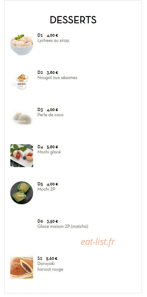 Mamie sushi — carte page 22