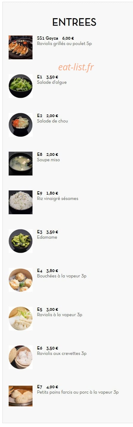 Mamie sushi — carte page 1