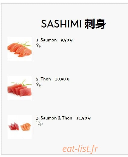 Mamie sushi — carte page 14