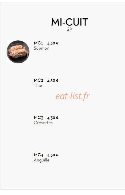 Mamie sushi — carte page 15