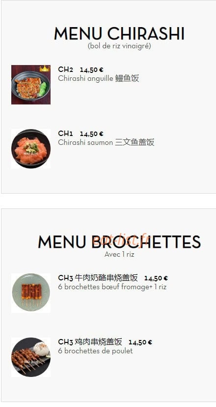 Mamie sushi — carte page 10