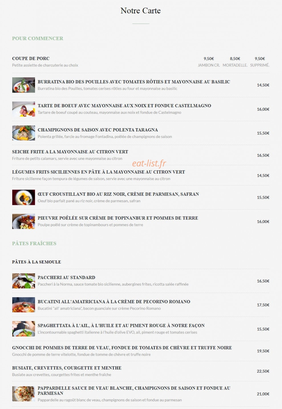 Pastificio Norma — carte page 1