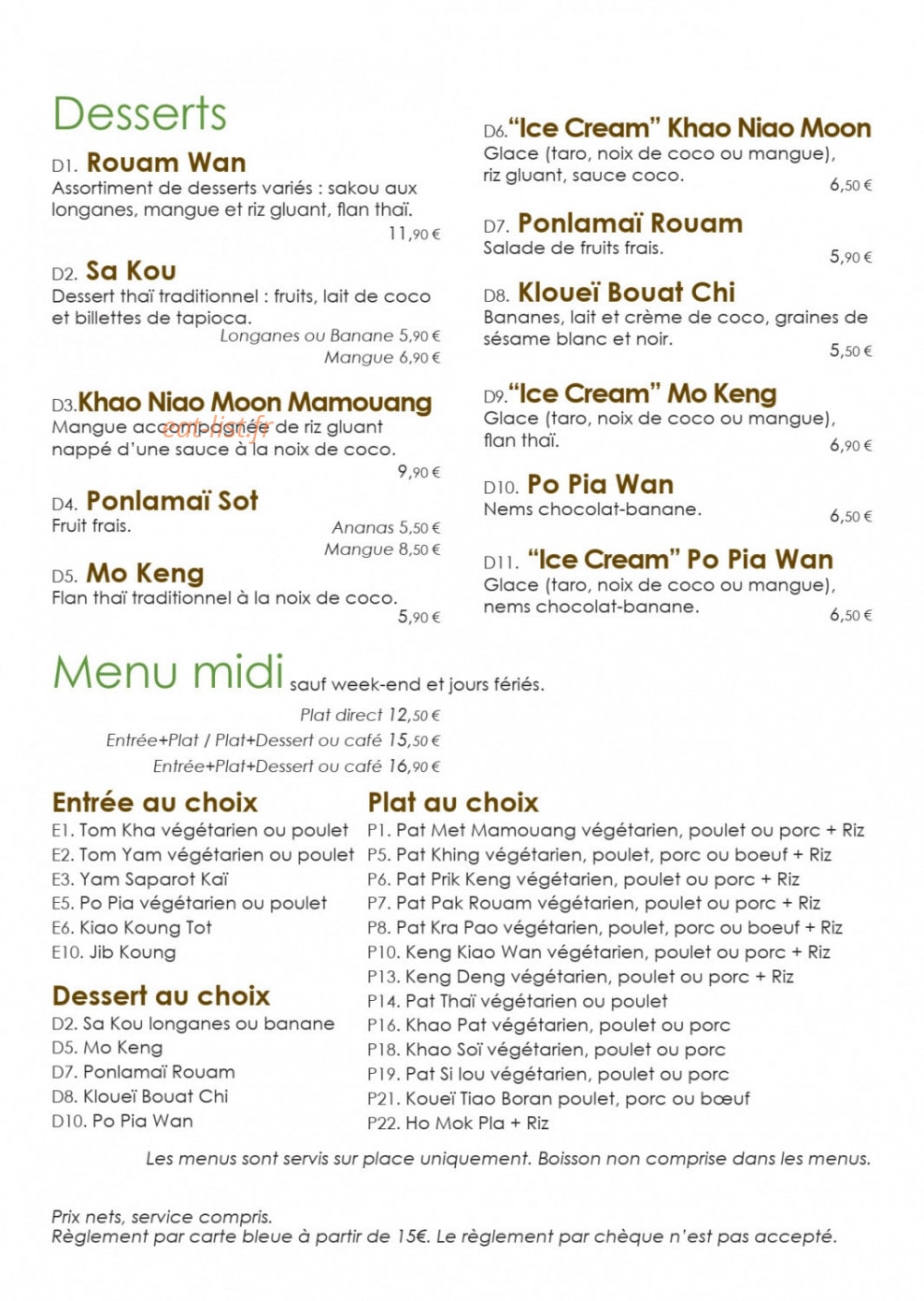 Paya Thaï — carte page 5