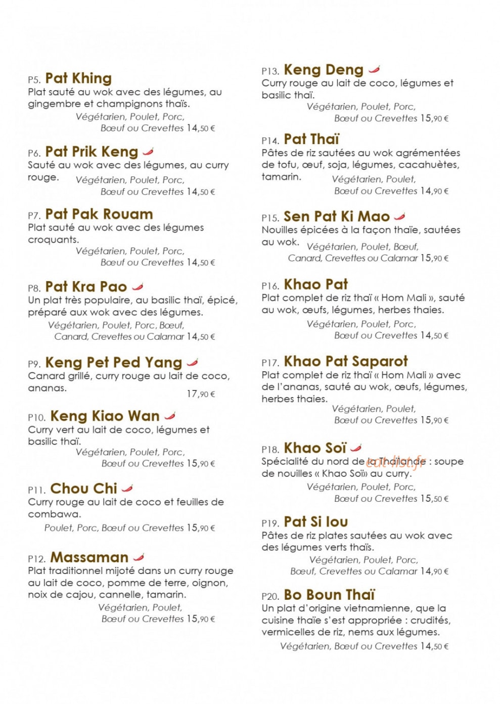 Paya Thaï — carte page 3