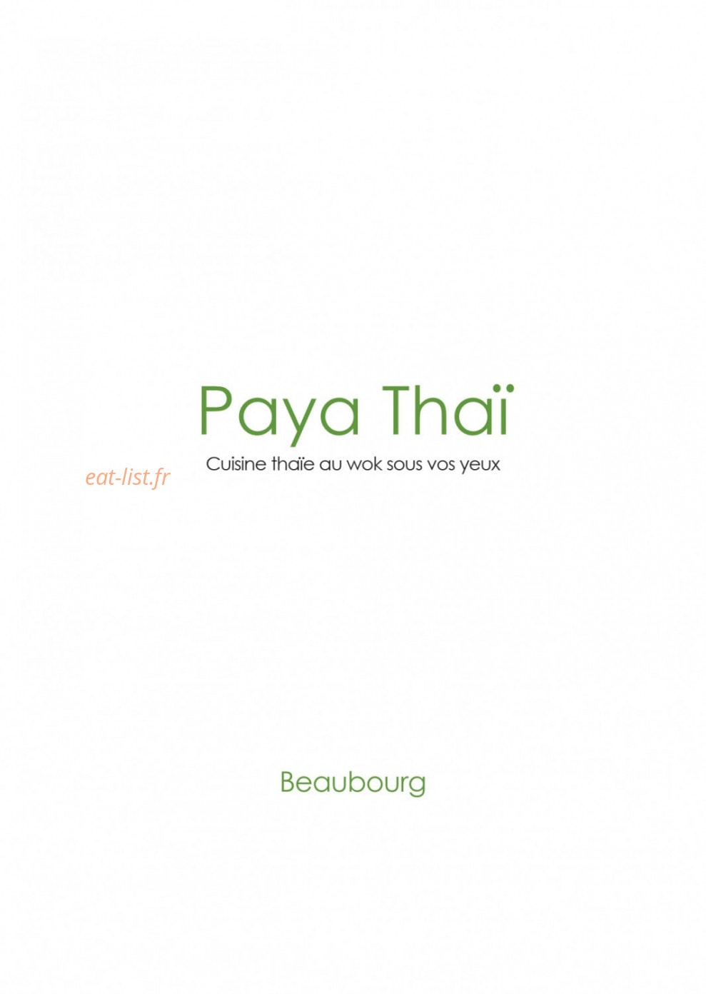 Paya Thaï — carte page 1