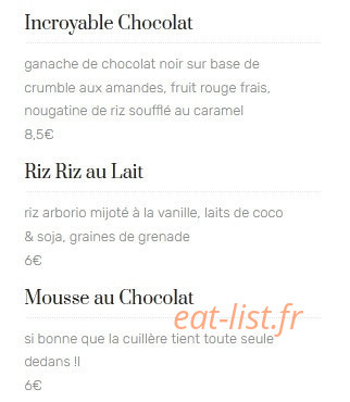Riz Riz Restaurant — carte page 5