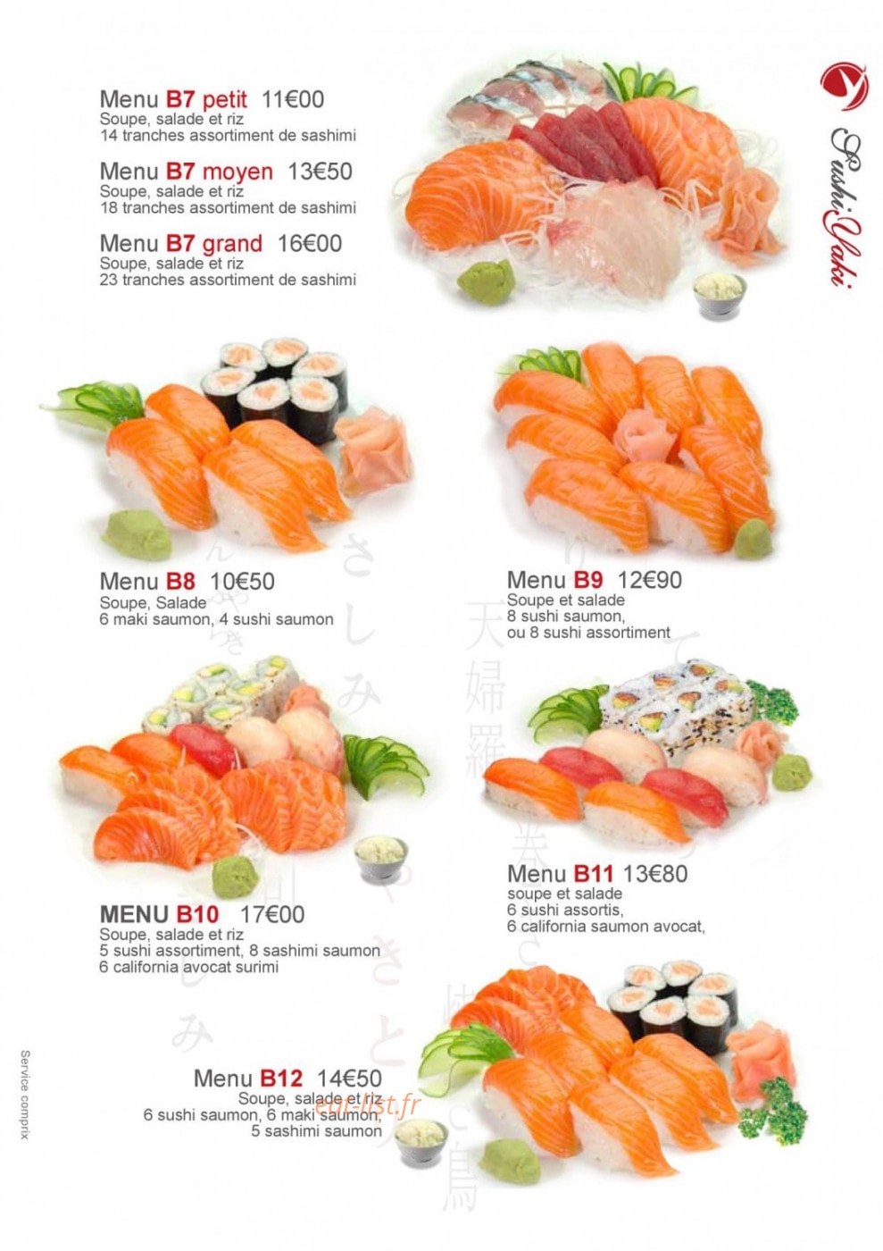 Sushi Yaki — carte page 11