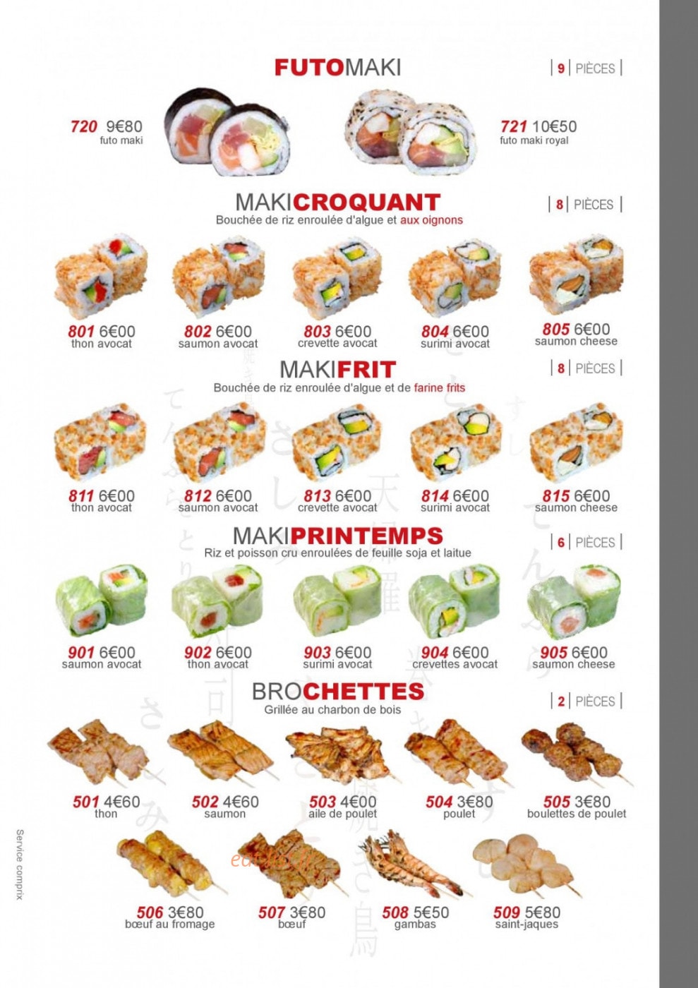 Sushi Yaki — carte page 4