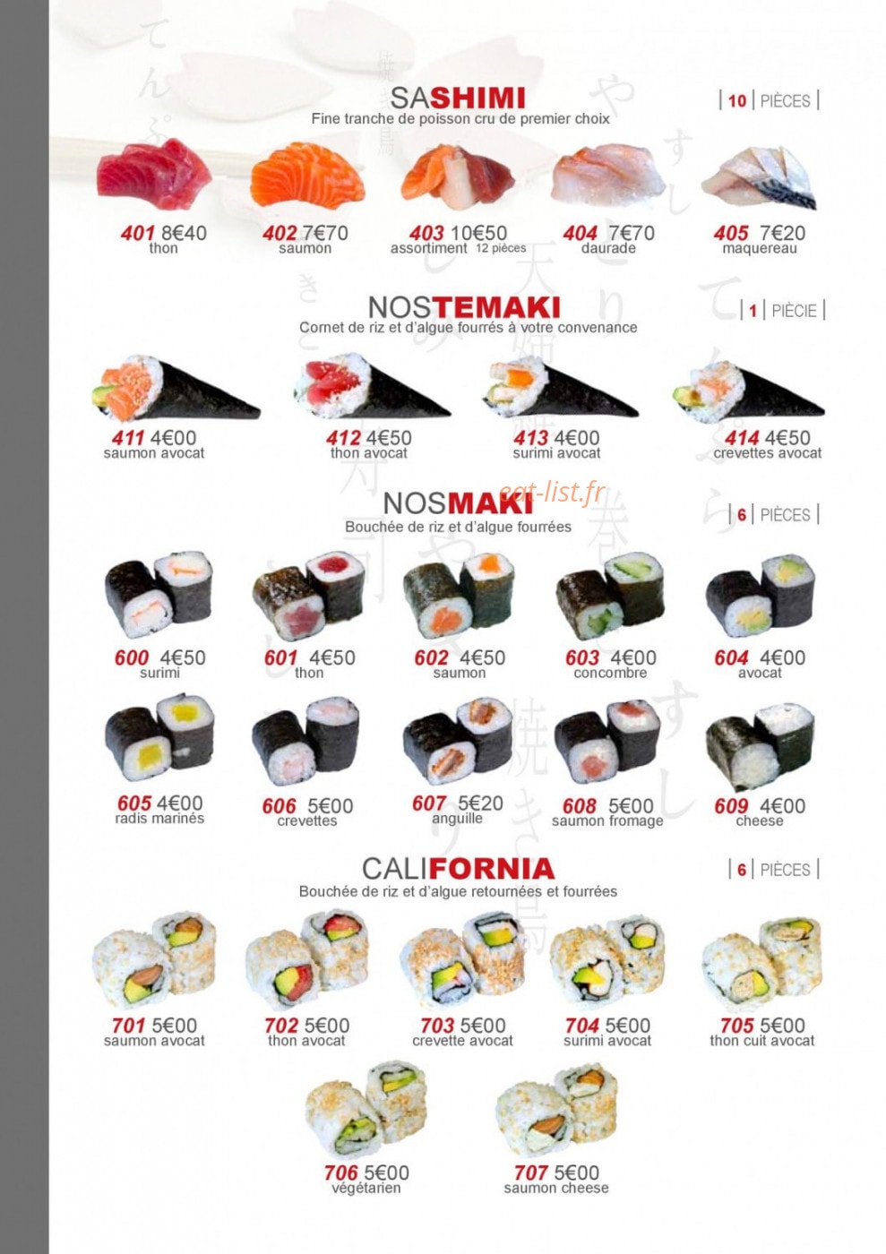 Sushi Yaki — carte page 5