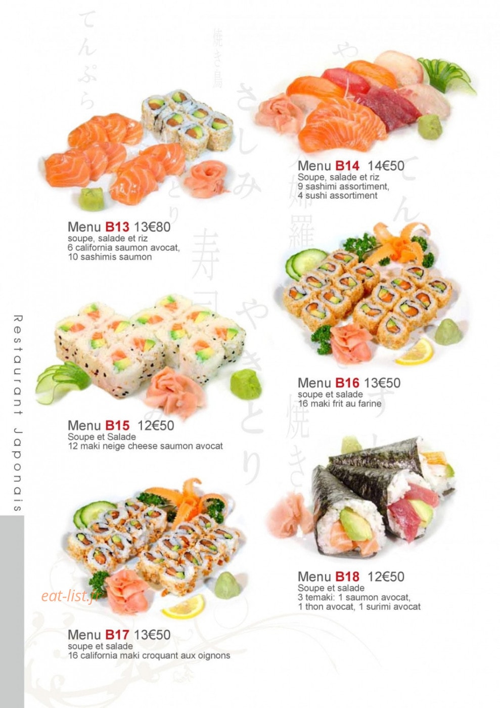 Sushi Yaki — carte page 13