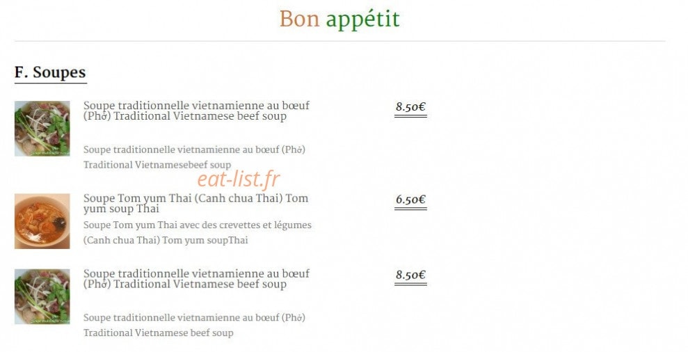 Thai nam — carte page 6