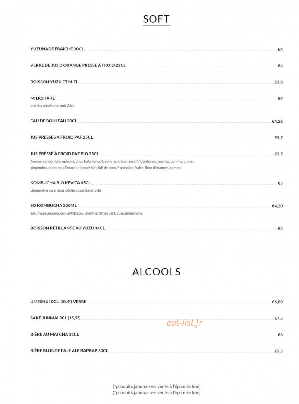Umami — carte page 6