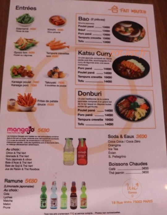 Wei ramen — carte page 1