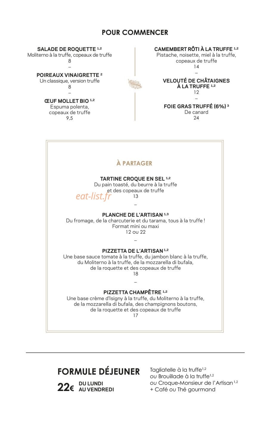 Artisan de la Truffe — carte page 3