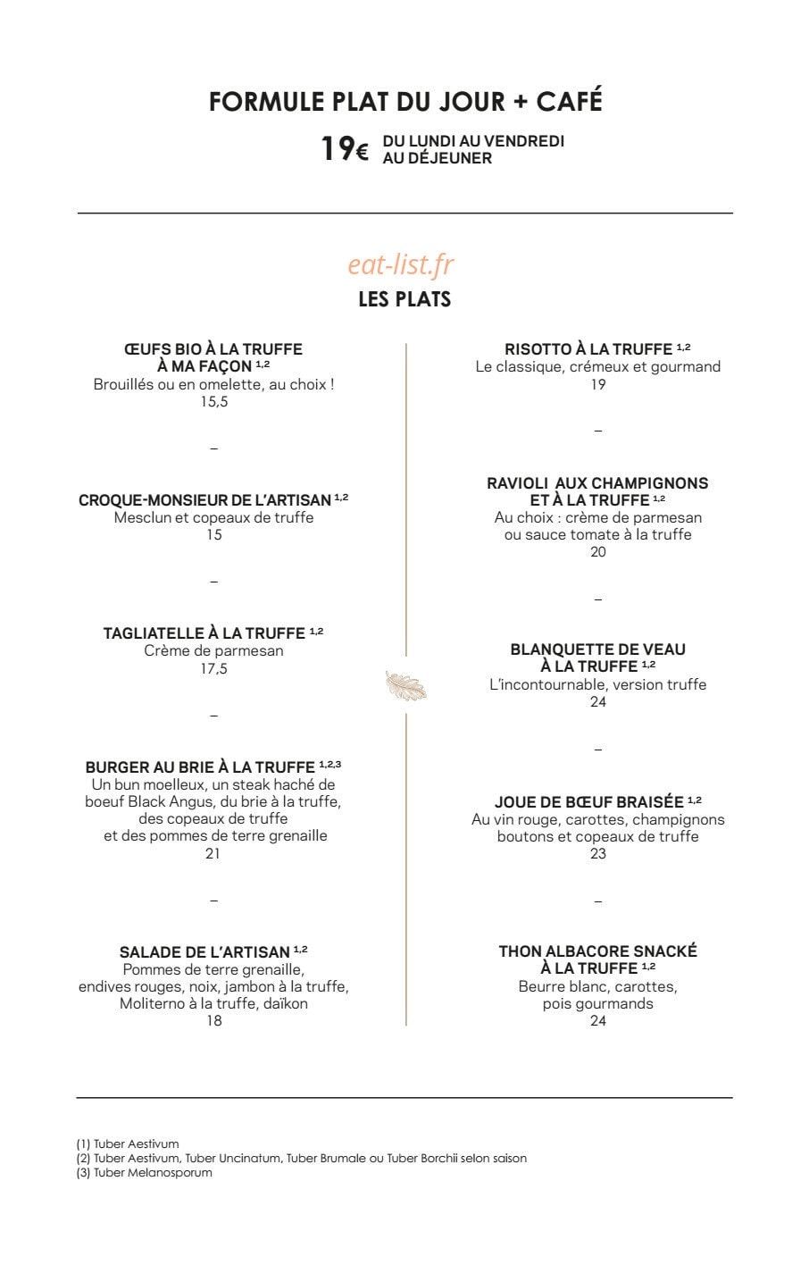 Artisan de la Truffe — carte page 4
