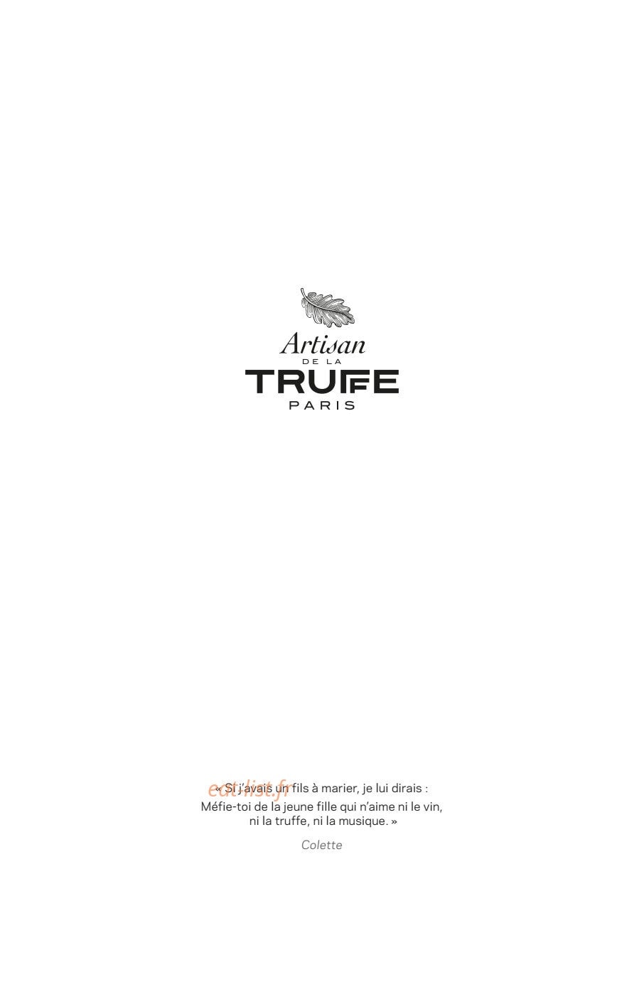 Artisan de la Truffe — carte page 1
