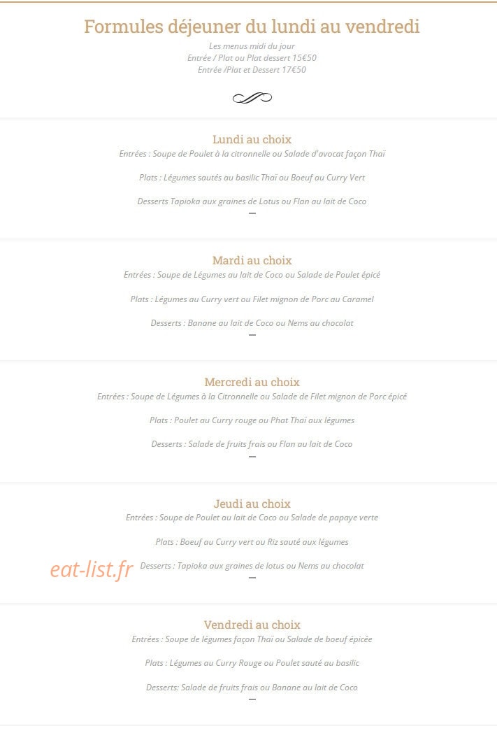 Au Petit Thaï — carte page 6