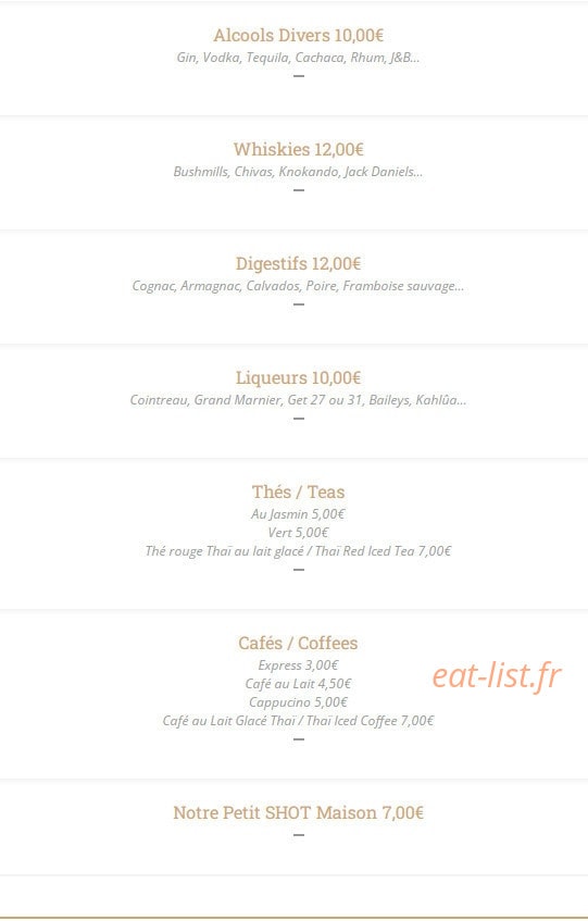 Au Petit Thaï — carte page 9