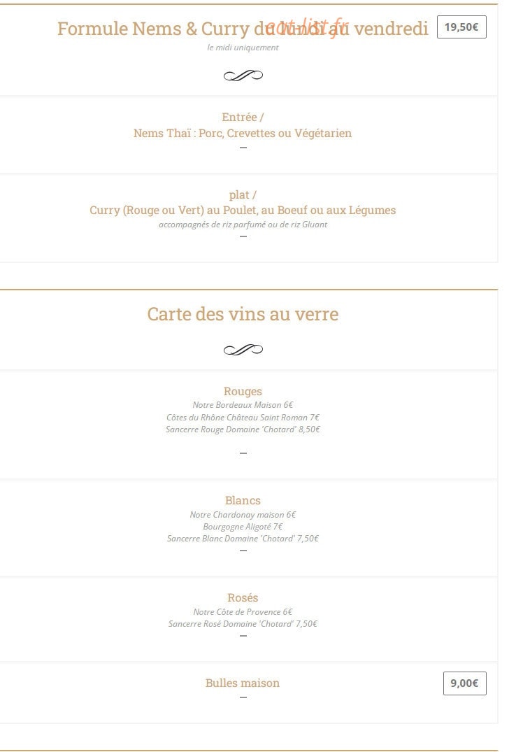 Au Petit Thaï — carte page 7