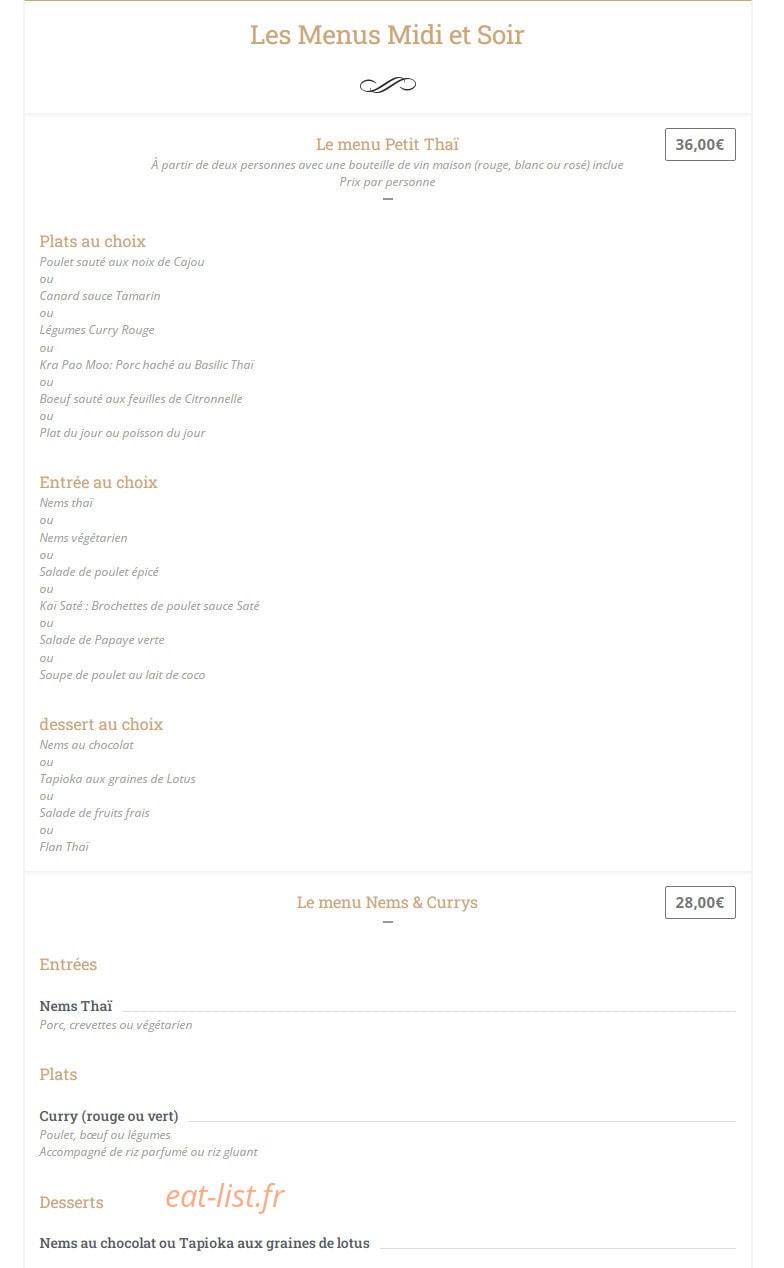 Au Petit Thaï — carte page 4