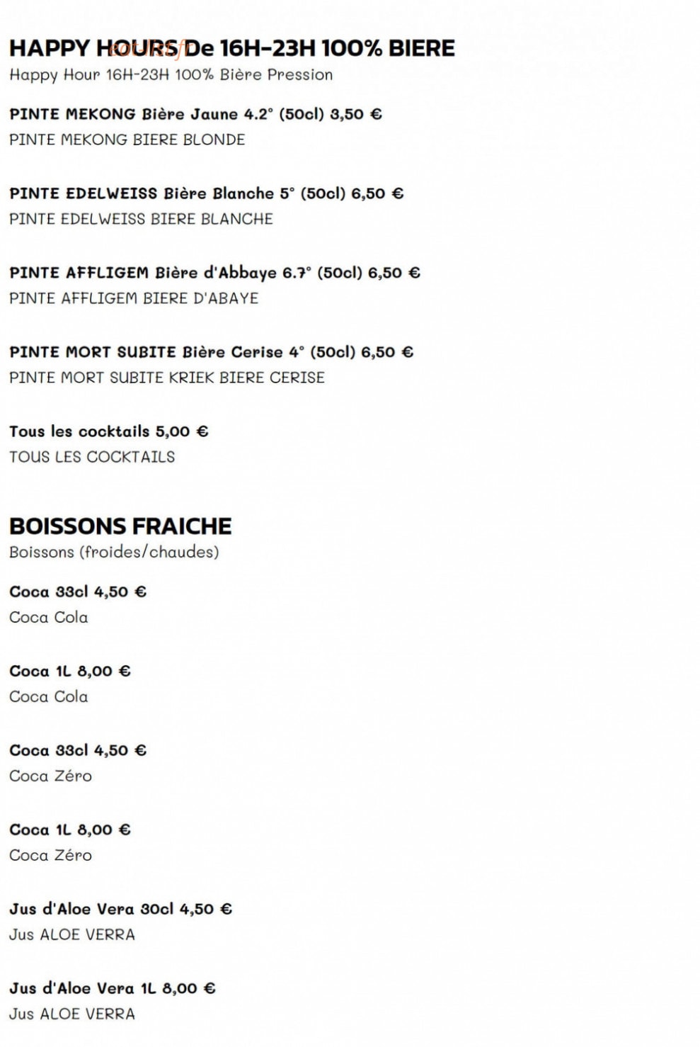 Au piment du centre — carte page 11