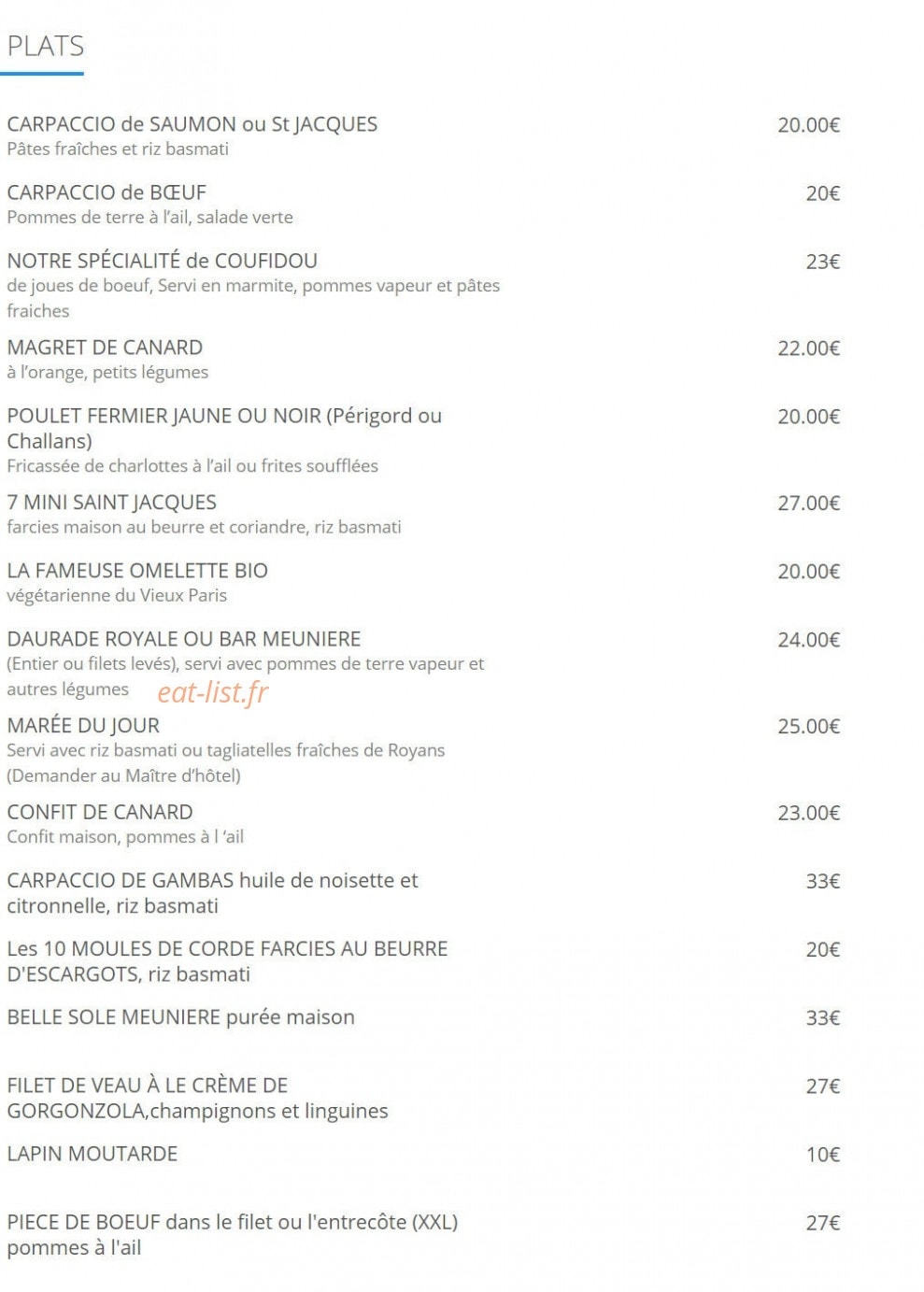 Au Vieux Paris d'Arcole — carte page 2