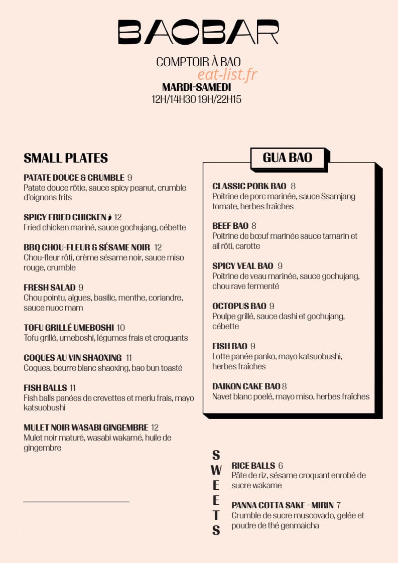 Baobar — carte page 2