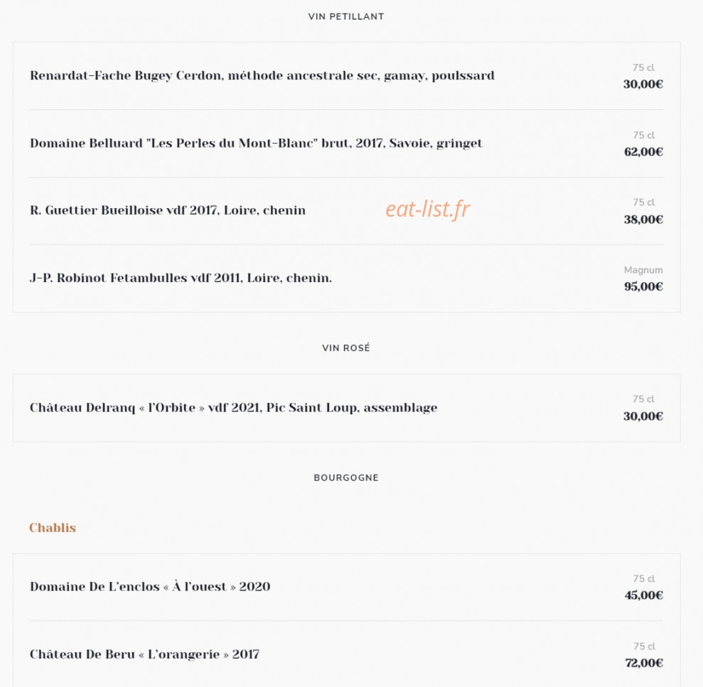 Bistrot des Tournelles — carte page 4
