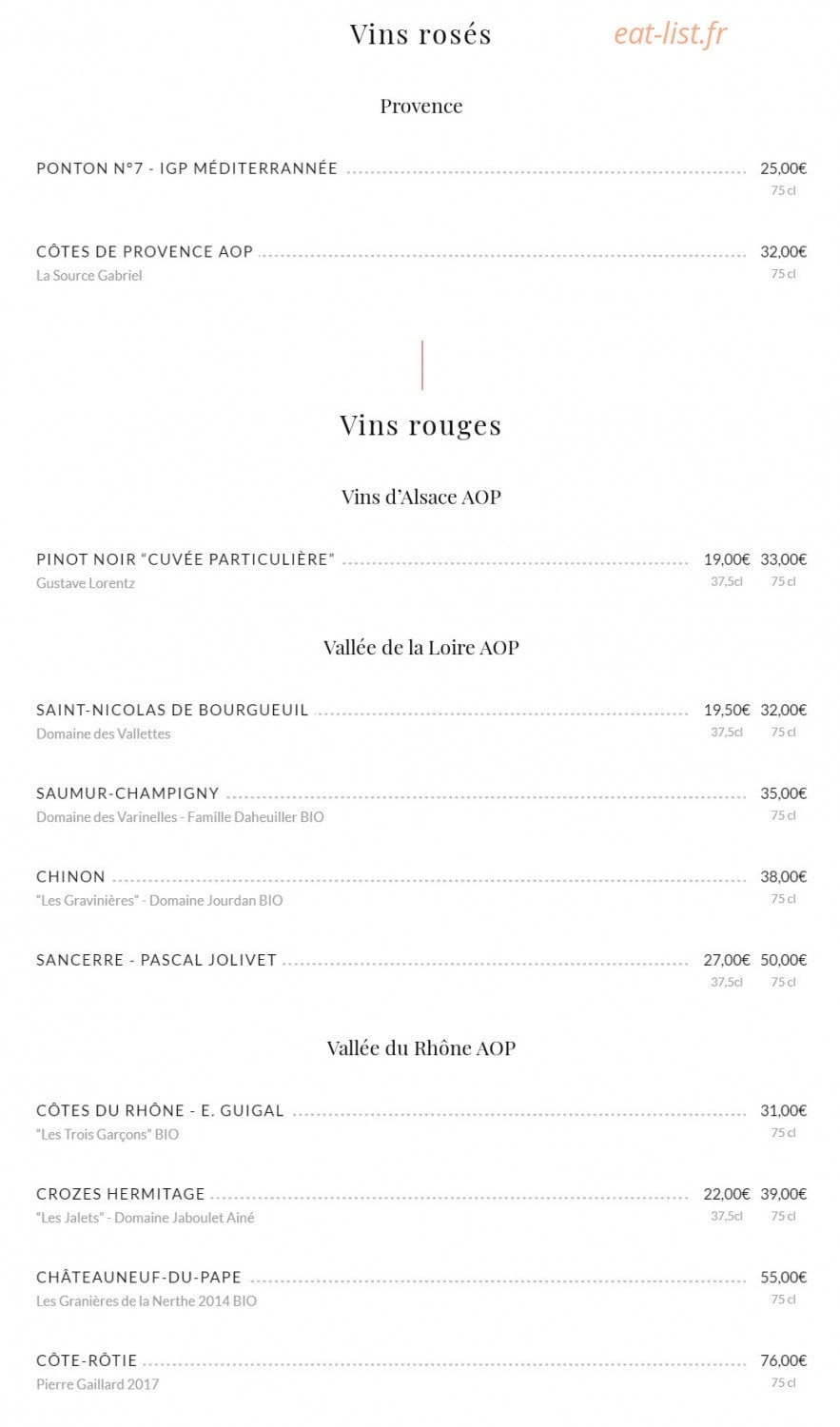 Brasserie Bofinger — carte page 16