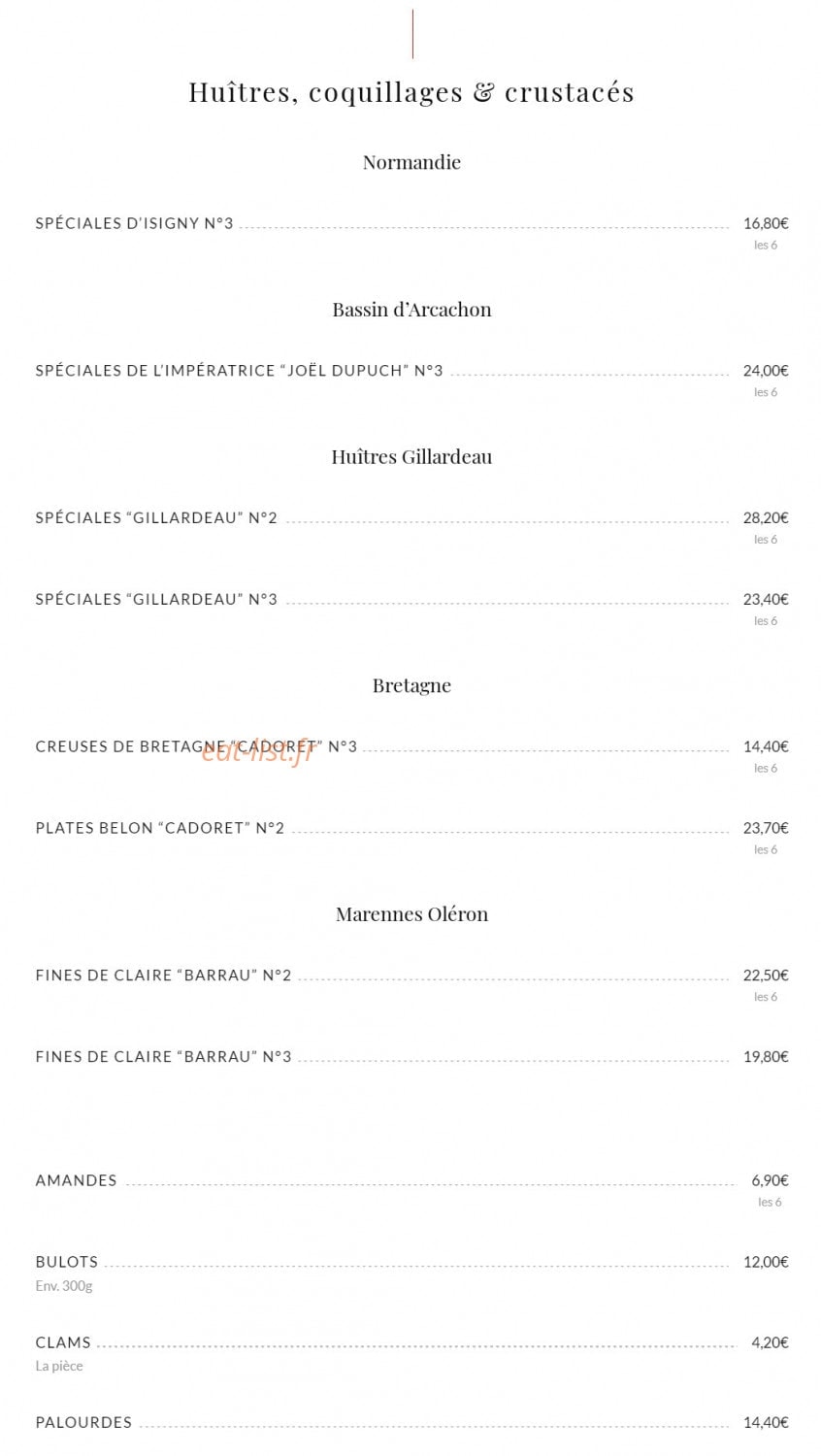 Brasserie Bofinger — carte page 2