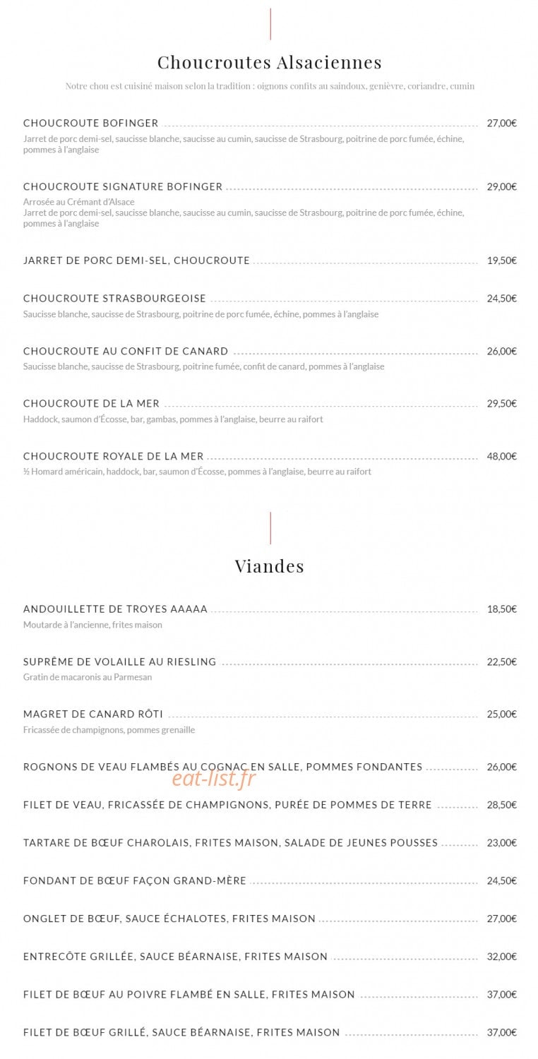 Brasserie Bofinger — carte page 4