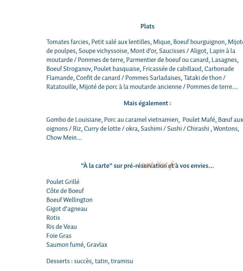 C’est Comme À La Maison — carte page 2