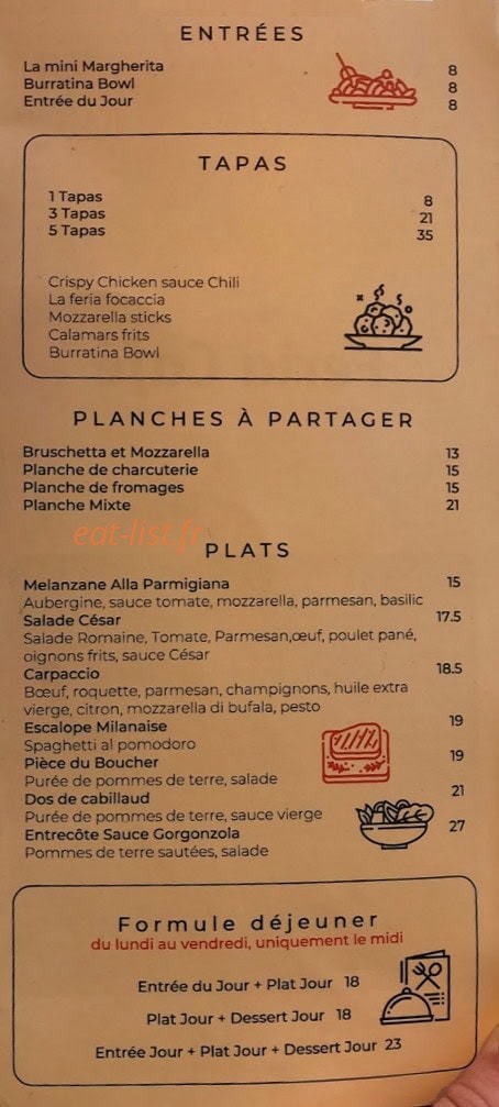 Café Feria — carte page 1