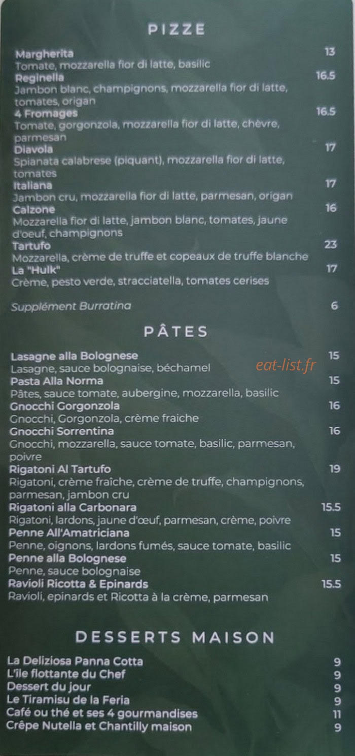 Café Feria — carte page 2