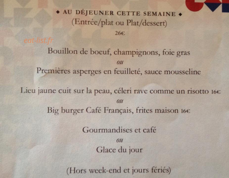 Café Français — carte page 1