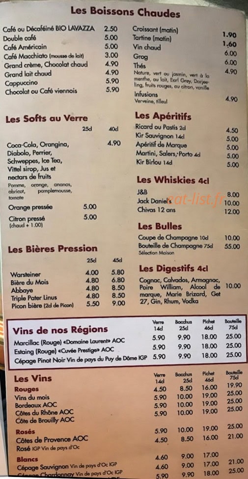 Café L'Arsenal — carte page 1
