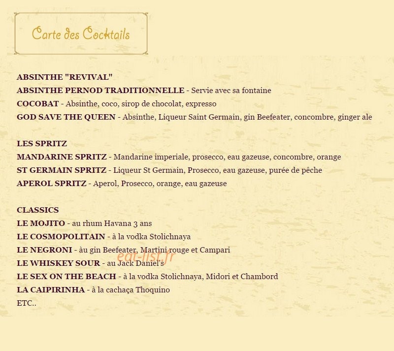 Café Saint-Régis — carte page 2