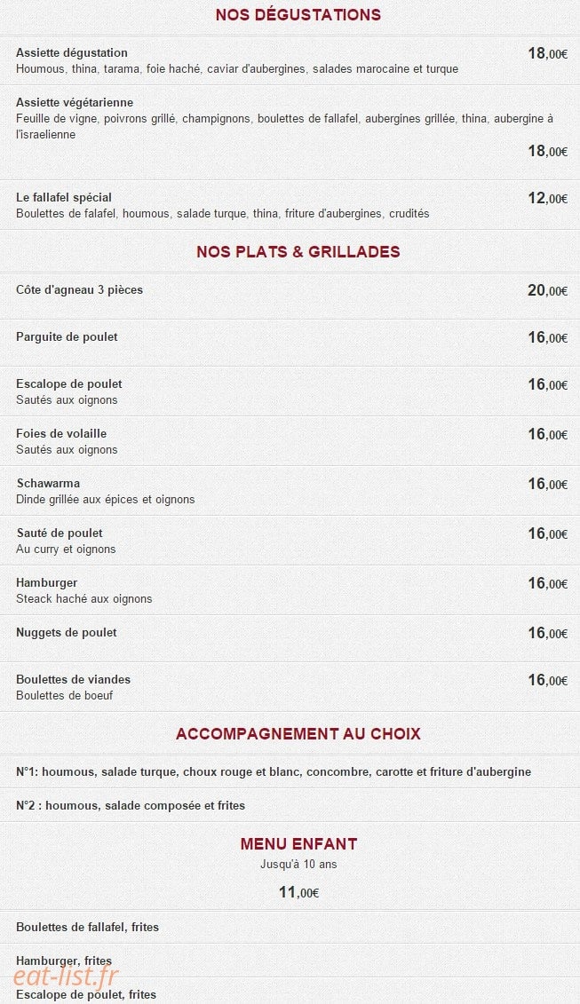 Chez Hanna — carte page 1
