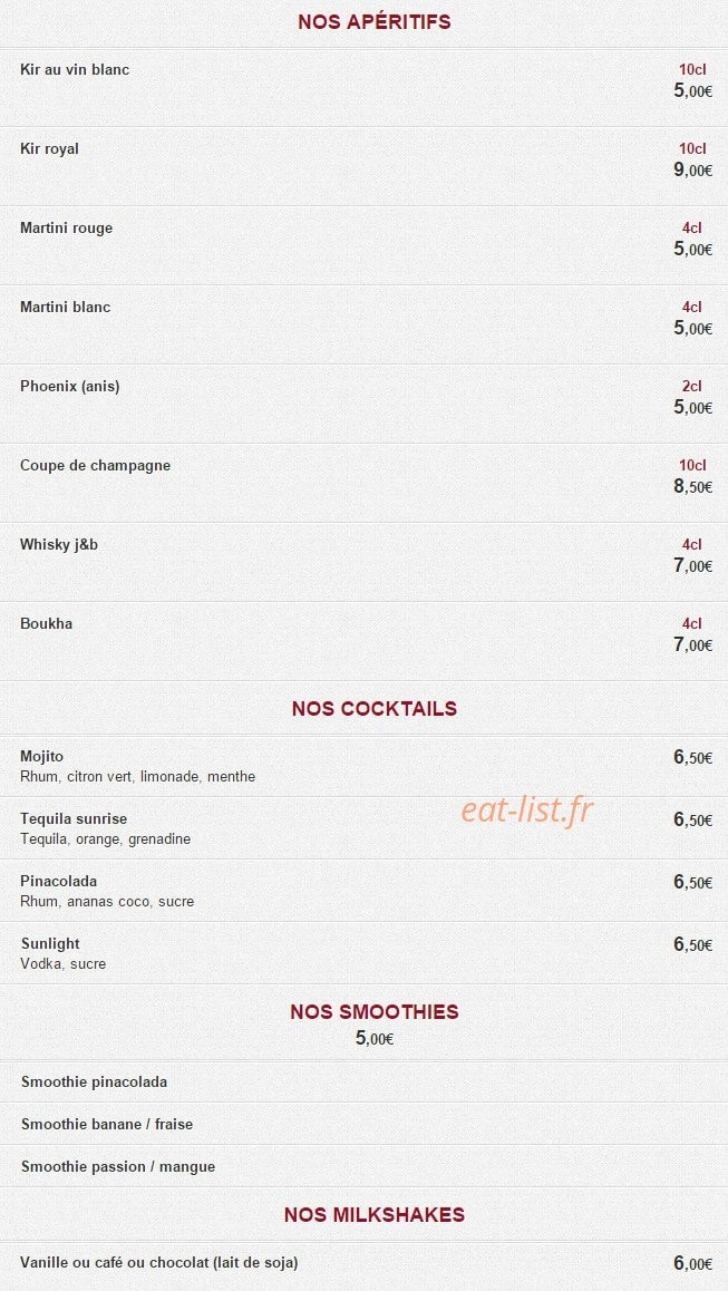 Chez Hanna — carte page 6
