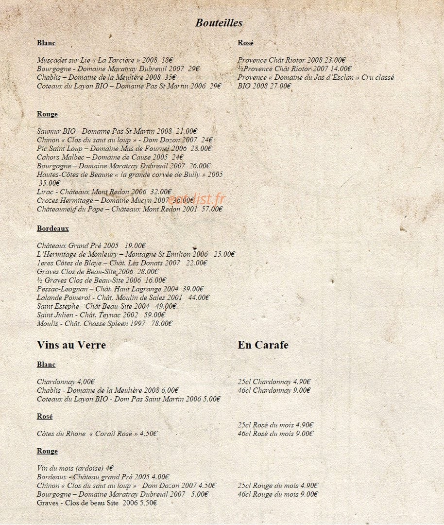 Chez Margot — carte page 3