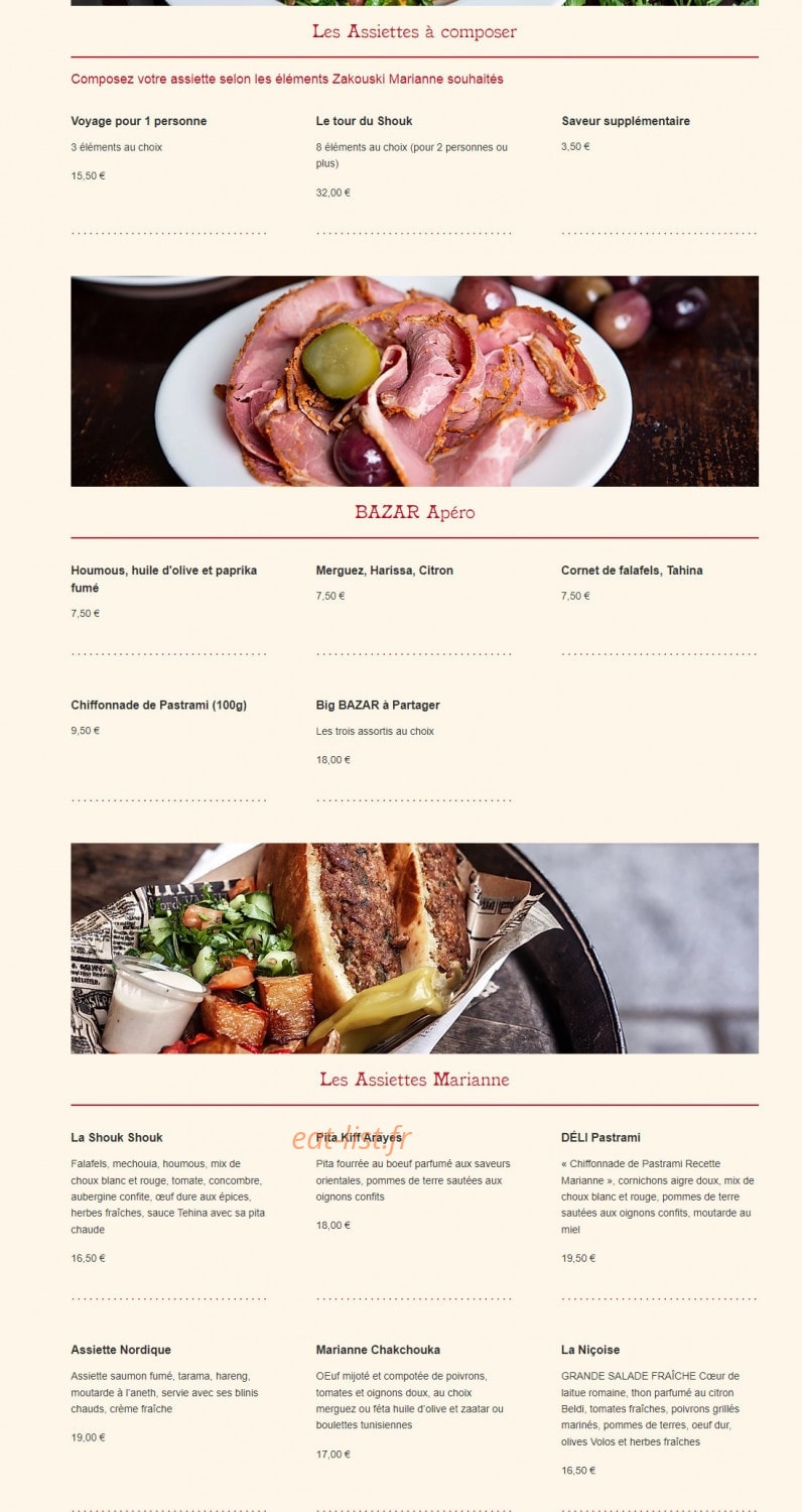 Chez  Marianne — carte page 1