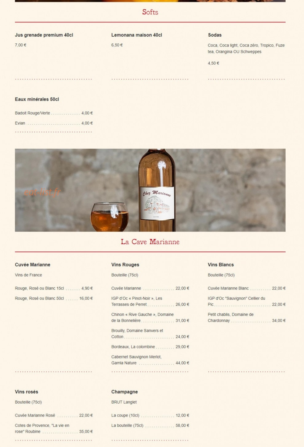 Chez  Marianne — carte page 3